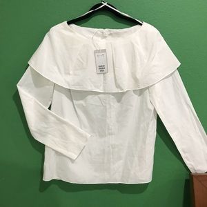 COS Wide Neck Ruffle Blouse
